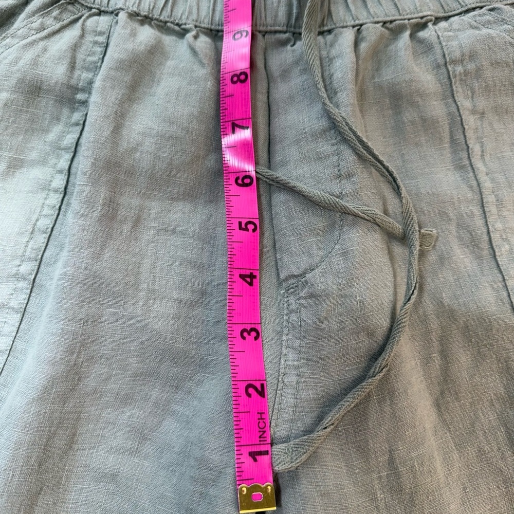 Linen drawstring waist euro summer minimalist Olive/sage Green Cargo Jogger Pant - Picture 4 of 7